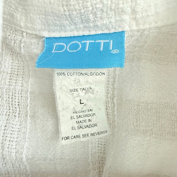 Dotti Shirt Dress Cotton Gauze Beach Cover Up White Button Front Large Coastal - Picture 4 of 8